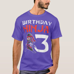 Kids Birthday Ninja 3 Year Old Third Birthday Samu T-Shirt