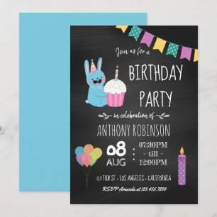 Kids Birthday Party Chalkboard Invitation