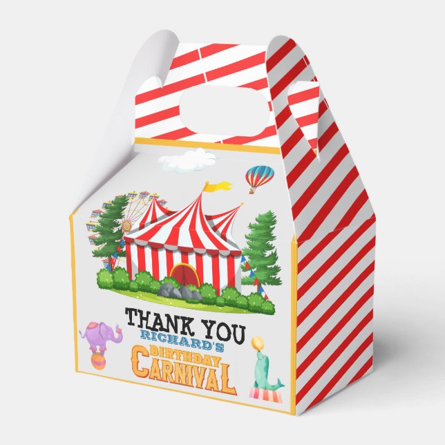 Kid's Birthday Party Circus carnival Theme Favor Box (Front Side)