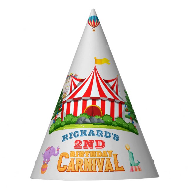 Kid's Birthday Party Circus carnival Theme Party Hat (Front)