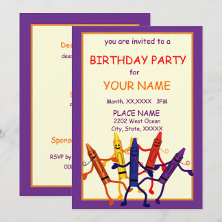 Kids Birthday Party Crayon Design Invitation