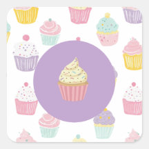 kids birthday party cupcake pastel pattern