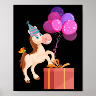Kids Birthday Party Cute Animal Horse Lover Equest Poster