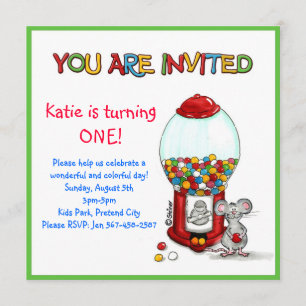 Kids Birthday Party - Gumball Invitation -
