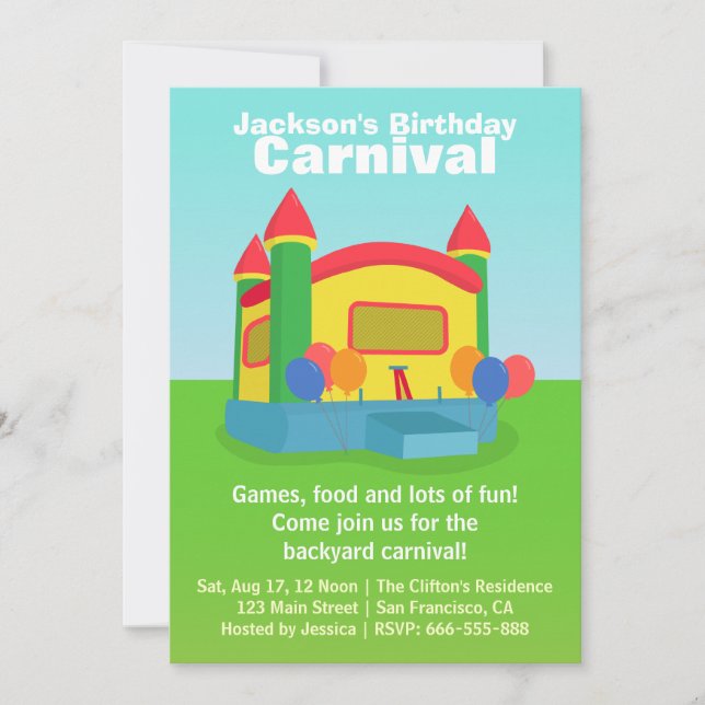 Kids Birthday Party - Happy Backyard Carnival Invitation (Front)