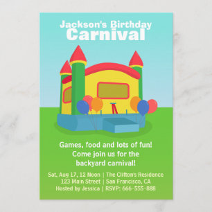 Kids Birthday Party - Happy Backyard Carnival Invitation