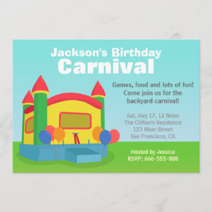 Kids Birthday Party - Happy Backyard Carnival Invitation