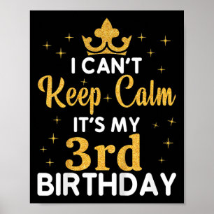 Kids Birthday Party I Can't Keep Calm It's My 3rd  Poster