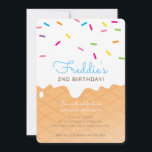 KIDS BIRTHDAY PARTY ice cream cone blue sprinkles Invitation<br><div class="desc">by kat massard >>> www.simplysweetPAPERIE.com <<< A super cute icecream cone themed invitation design for your child's BIRTHDAY. Wow your friends and family with this little number ;D Setup as a template it is simple for you to add your own details, or hit the customize button and you can add...</div>