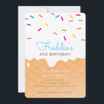 KIDS BIRTHDAY PARTY ice cream cone blue sprinkles Invitation<br><div class="desc">by kat massard >>> www.simplysweetPAPERIE.com <<< A super cute icecream cone themed invitation design for your child's BIRTHDAY. Wow your friends and family with this little number ;D Setup as a template it is simple for you to add your own details, or hit the customize button and you can add...</div>
