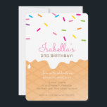 KIDS BIRTHDAY PARTY ice cream cone pink sprinkles Invitation<br><div class="desc">by kat massard >>> www.simplysweetPAPERIE.com <<< A super cute icecream cone themed invitation design for your child's BIRTHDAY. Wow your friends and family with this little number ;D Setup as a template it is simple for you to add your own details, or hit the customize button and you can add...</div>