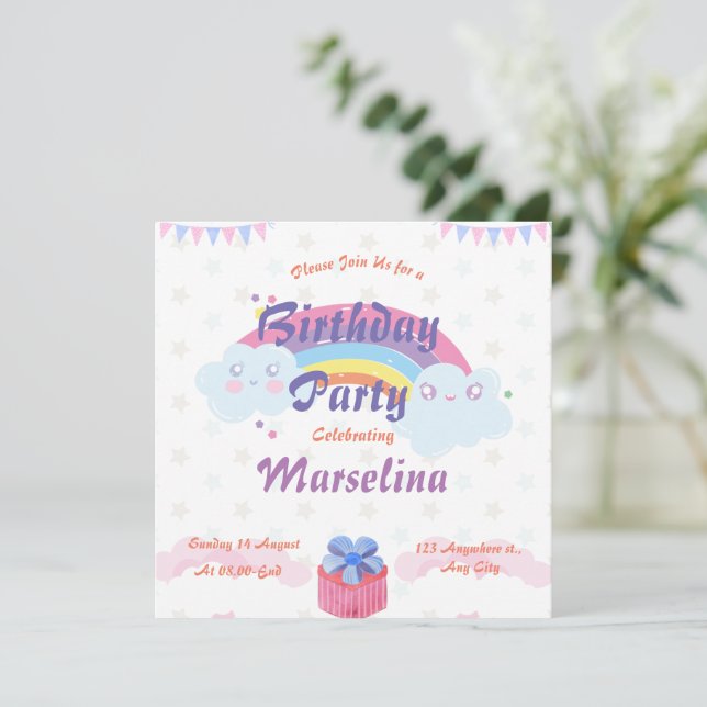 kids birthday party invitation (Standing Front)