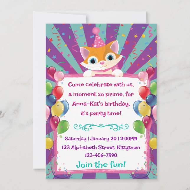 Kids birthday party invitation (Front)