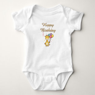Kids Birthday Party Invitation Fun Cartoon Style Baby Bodysuit