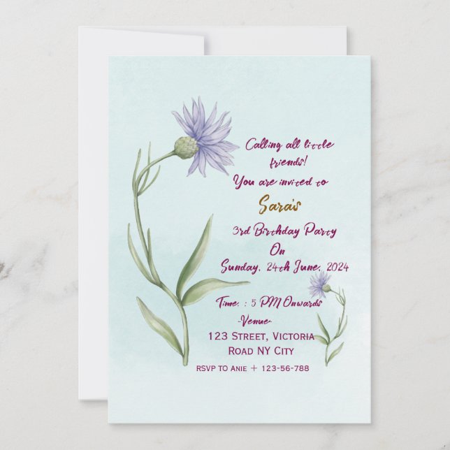 Kid's Birthday Party Invitations  (Front)