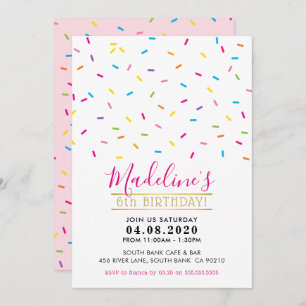 KIDS BIRTHDAY PARTY INVITE cute colourful sprinkle