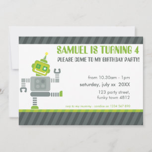KIDS BIRTHDAY PARTY INVITE cute dancing robot