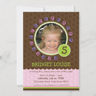 KIDS BIRTHDAY PARTY INVITE cute ladybird bug