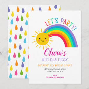 KIDS BIRTHDAY PARTY kawaii rainbow cute kids Invitation