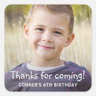 Kids Birthday Party Photo Favour Square Sticker