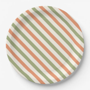 Kids birthday party Retro striped pattern colourfu Paper Plate