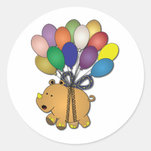 Kids birthday Party: Rhino Classic Round Sticker