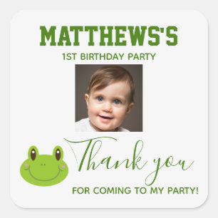 Kids Birthday Party Thank you Frog Square Sticker