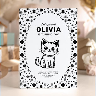 Kid's birthday party with super cute kitten invitation