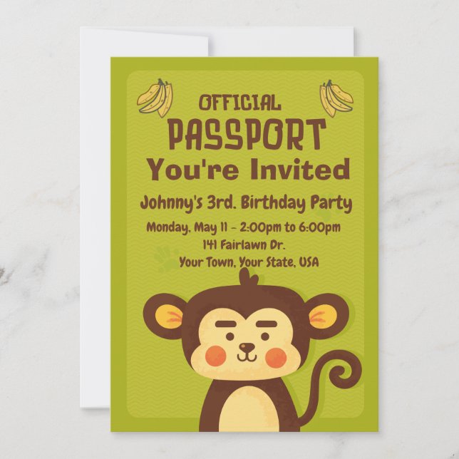 Kid's Birthday Passport Party Invitation (Front)