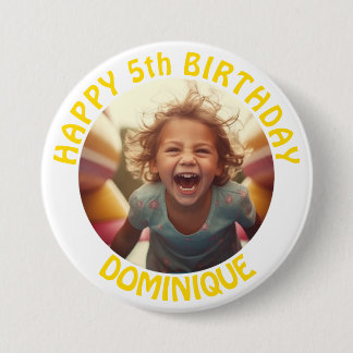 Kids Birthday Photo Button With Name And Age