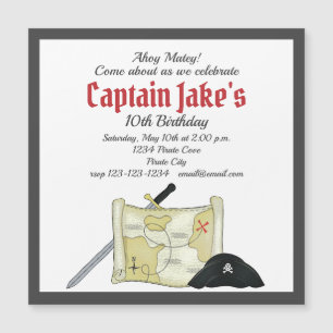 Kids Birthday Pirate Treasure Map Party Invitation