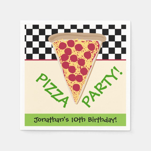 Kid's Birthday Pizza Party Napkin (Front)