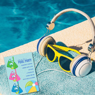 Kids Birthday Pool Party Invitations