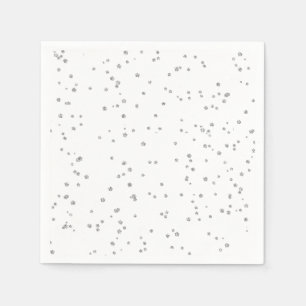 Kid's Birthday Silver Glitter Paper Napkin