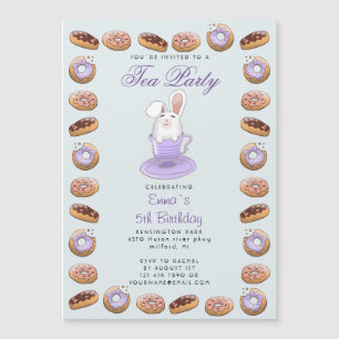 kids birthday tea party with bunny and doughnuts