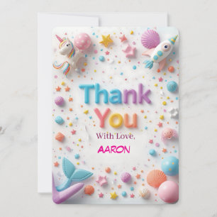 Kids Birthday Thank-You Card Matching Party Coll