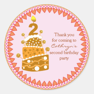 kids Birthday Thank You Stickers: Birthday Cake Classic Round Sticker