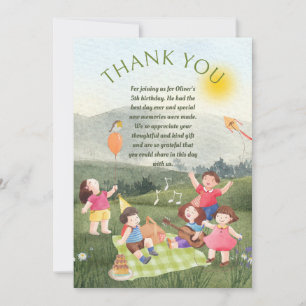 Kids Birthday Thankyou Picnic Party Card
