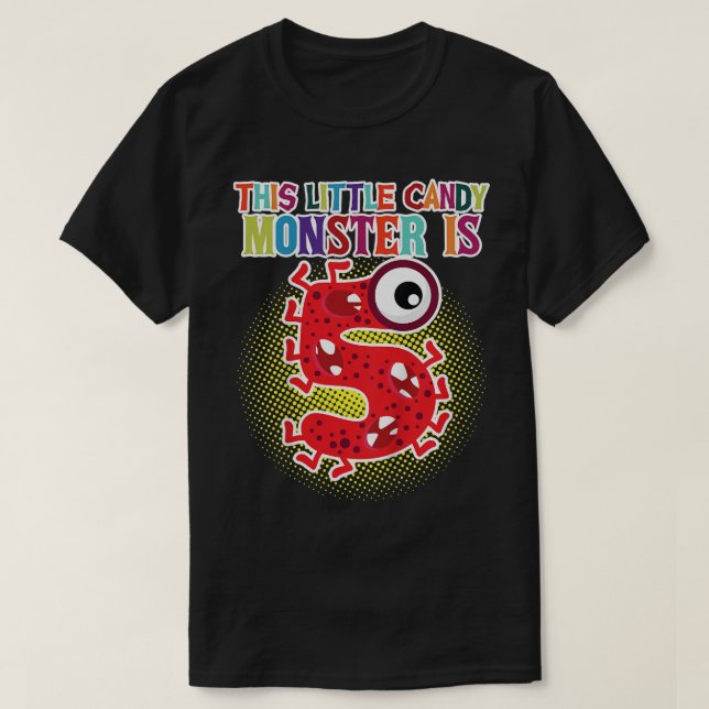Kids Birthday This Little Candy Monster Is 5 Years T-Shirt (Design Front)