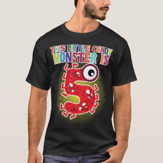 Kids Birthday This Little Candy Monster Is 5 Years T-Shirt