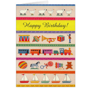 Kid's birthday train sailboat custom card