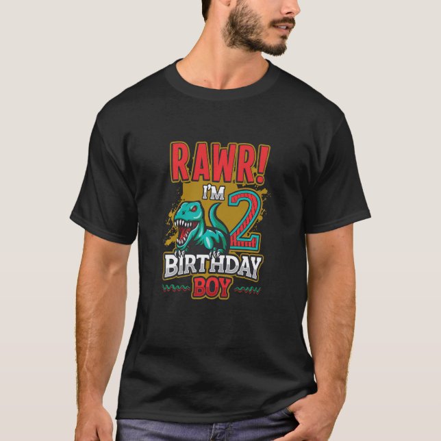 Kids Birthday Trex Dinosaur 2nd Birthday Boy 2nd B T-Shirt (Front)