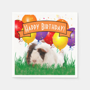 Kids Birthday White Guinea Pig Party Balloons Napkin