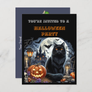 Kids Black Halloween Costume Party Invitation 