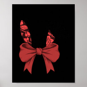Kids Black Lace Bow Rabbit Ears Easter Bunny Boys  Poster