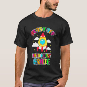 Kids Blast Off Into First Grade - School First Day T-Shirt