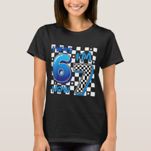 Kids Blue Checkered I Was 6 Now I&# ; m 7 Funny 67 T-Shirt