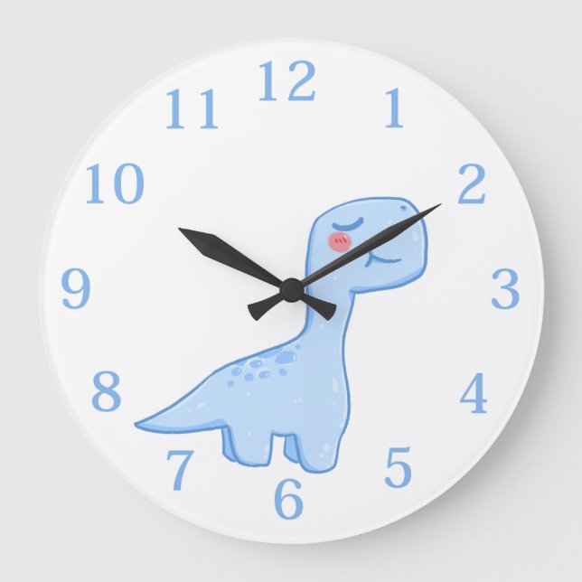 Kids Blue Dinosaur  Large Clock (Front)