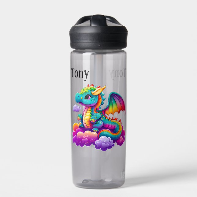 Kids Blue Dragon Personalize Water Bottle (Front)
