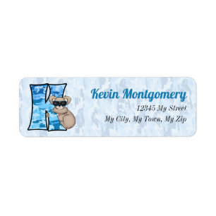 Kid's Blue Koala Monogram "K" Address Labels